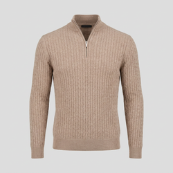 Sand merino quarter-zip kabel striktrøje
