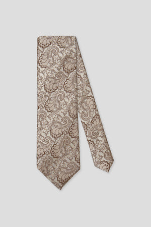 Beige Paisley-Seidenkrawatte